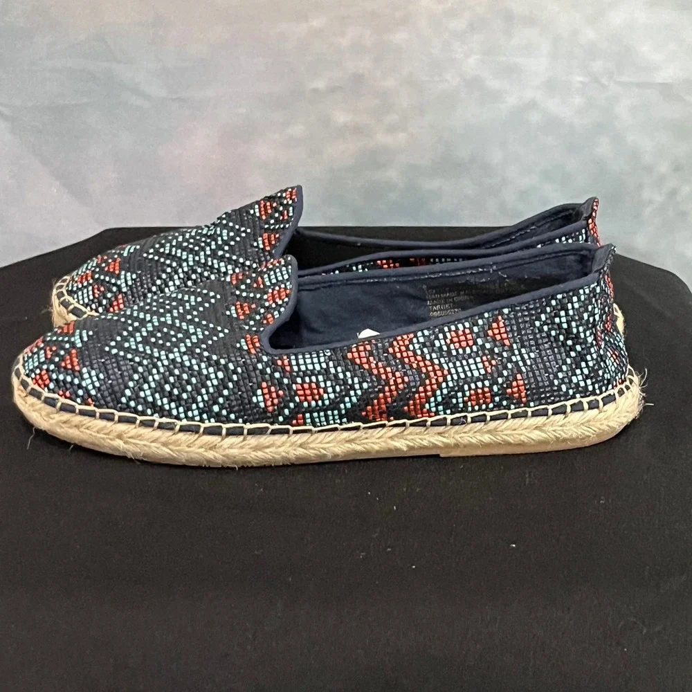 DV Dolce Vita Womens Espadrille‎ Flats Navy Blue Woven Geometric Tribal Size 9